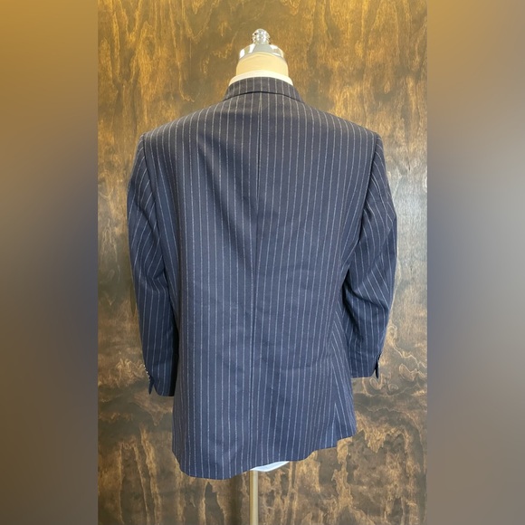Polo Ralph Lauren Made in Italy Vintage Pin Stripe Wool Suit in Navy Size 46 R - Picture 5 of 16